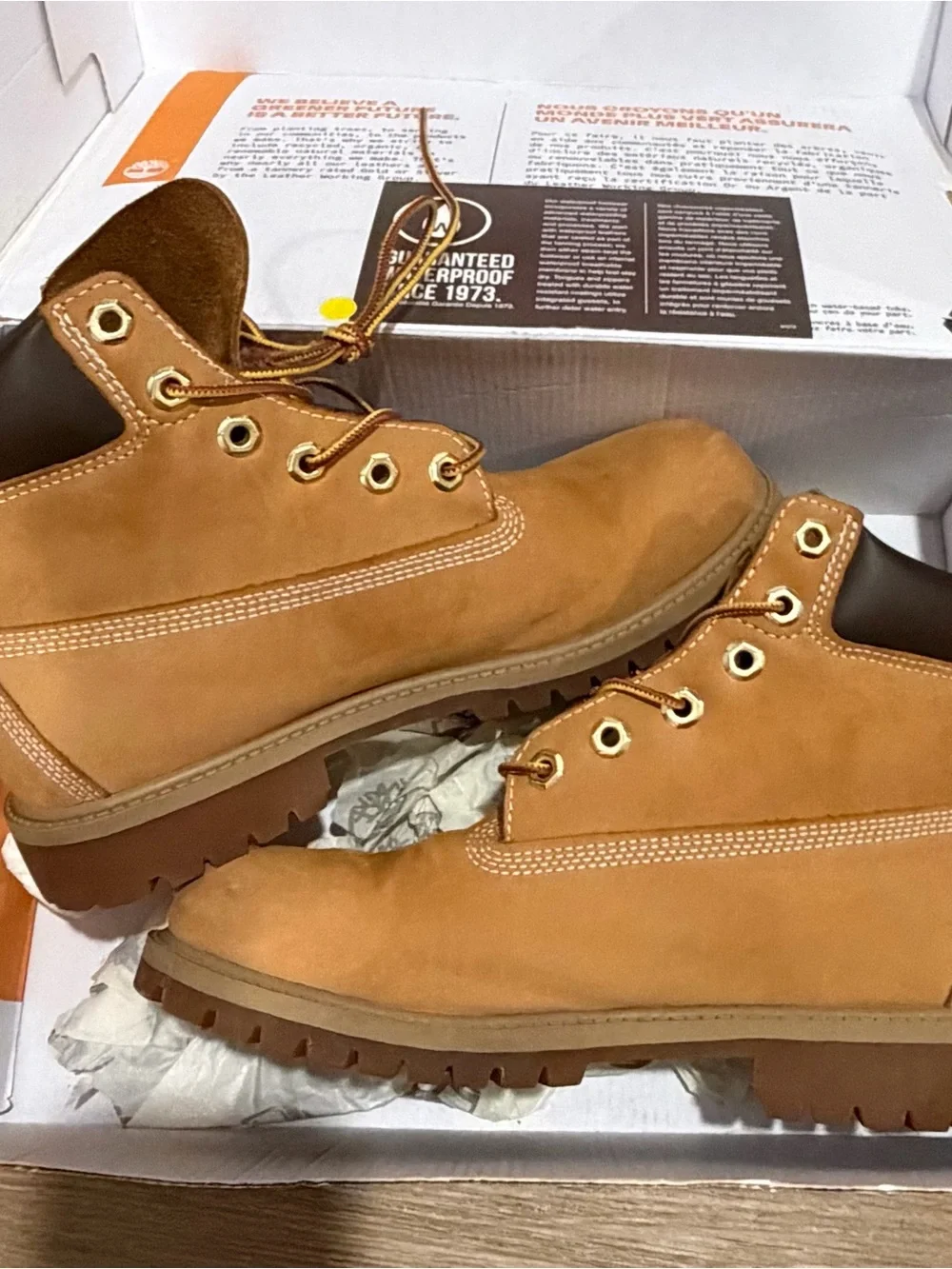 Timberland Premium 6 in Waterproof Boot Wheat Nubuck Unisex Kids US 6